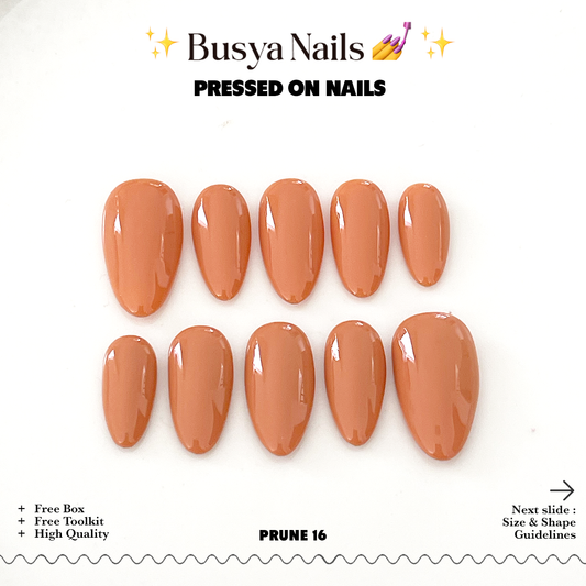 Busya Nails - Prune 16 Pressed On Nails Kuku Palsu Free Lem Tools