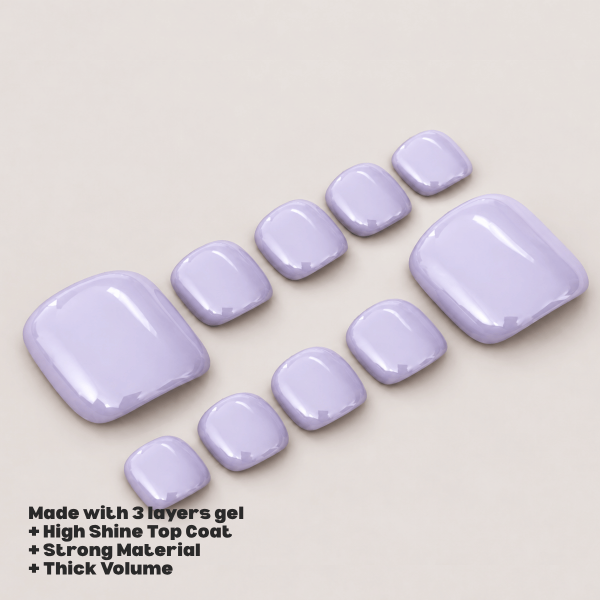 Busya Nails - Lilac 049 Toenails Pressed On Nails Kuku Palsu Free Tools