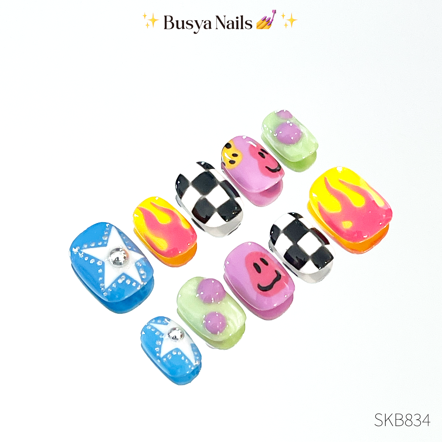 Busya Nails - Sk8er Boi Y2K Men Pressed On Nails Kuku Palsu Free Tools