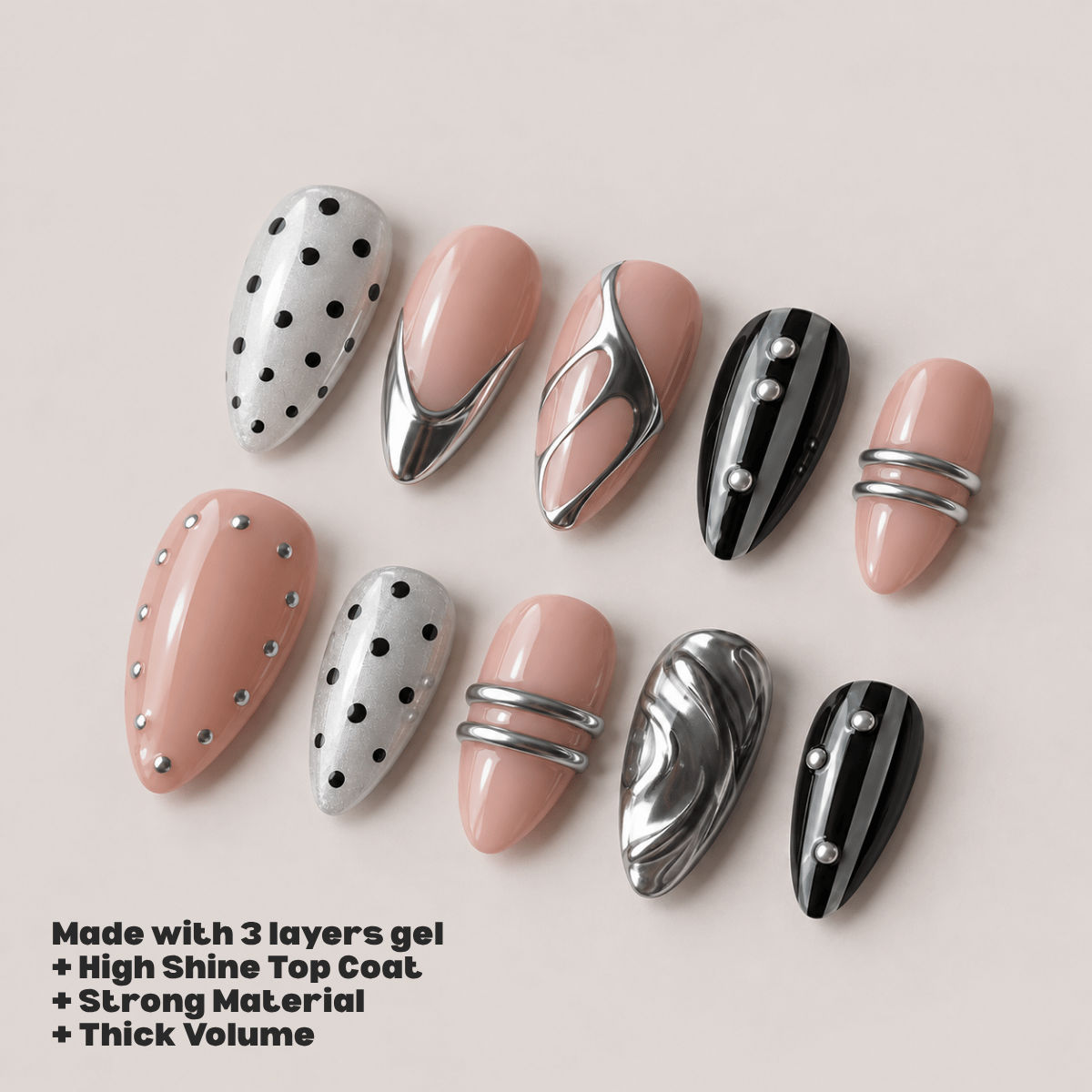 Busya Nails - Ninja Glamz Pressed On Nails Kuku Palsu Free Tools