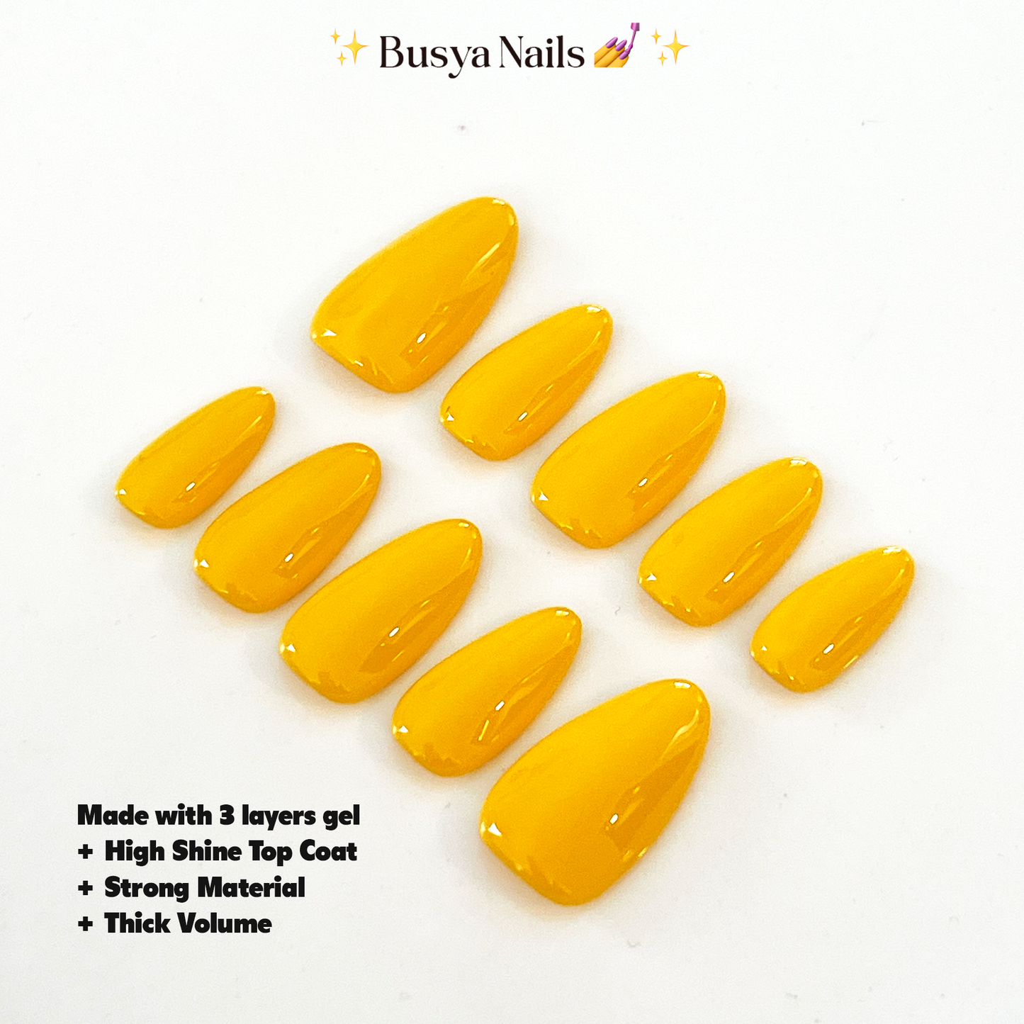 Busya Nails - Tangerine 32 Pressed On Nails Kuku Palsu Free Lem Tools