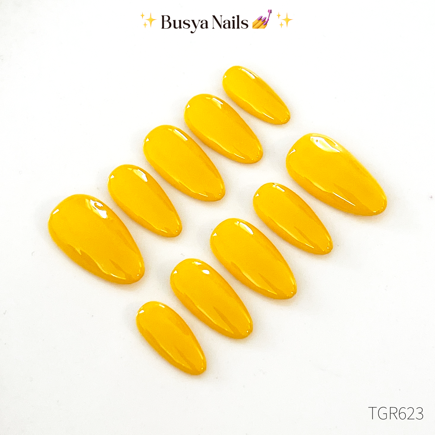 Busya Nails - Tangerine 32 Pressed On Nails Kuku Palsu Free Lem Tools