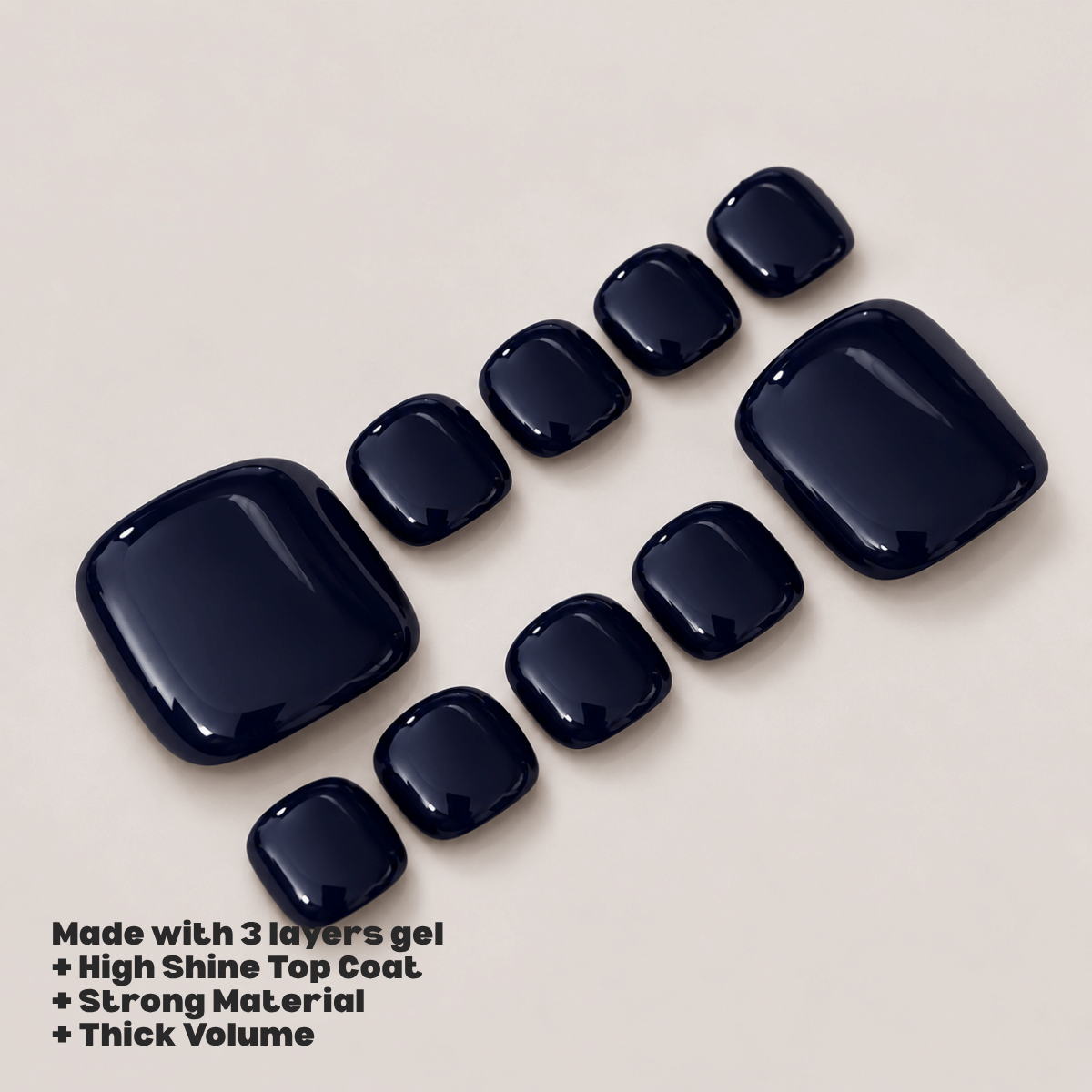 Busya Nails - Midnight 048 Toenails Pressed On Nails Kuku Palsu Free Tools