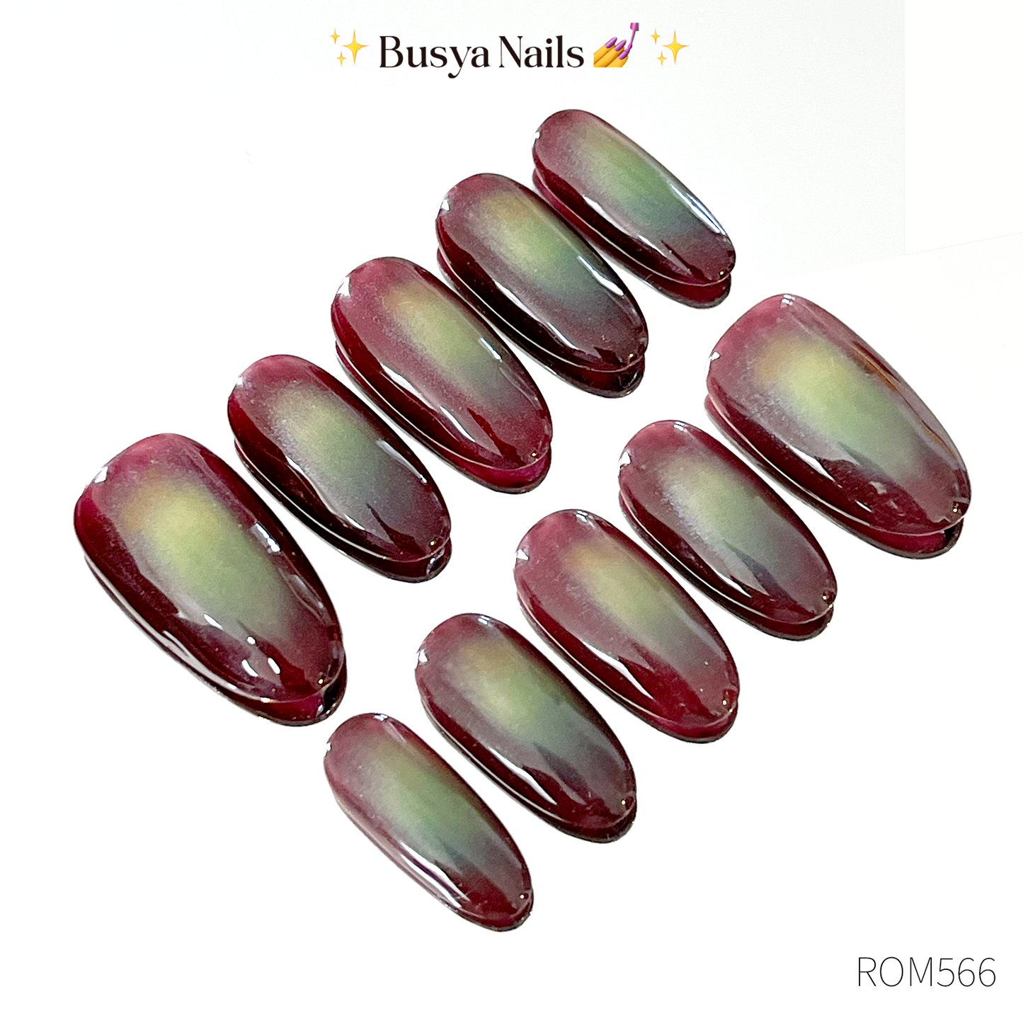 Busya Nails - Rainbow Ombre Pressed On Nails Kuku Palsu Free Lem Tools