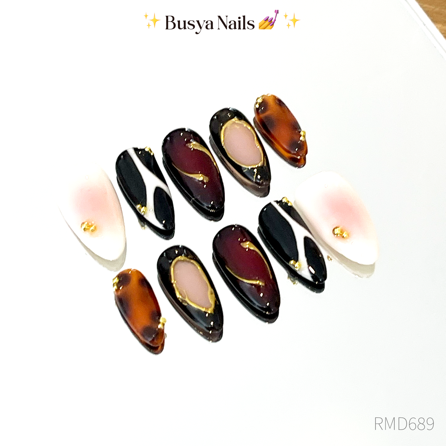 Busya Nails - Red Midnight Pressed On Nails Kuku Palsu Free Tools