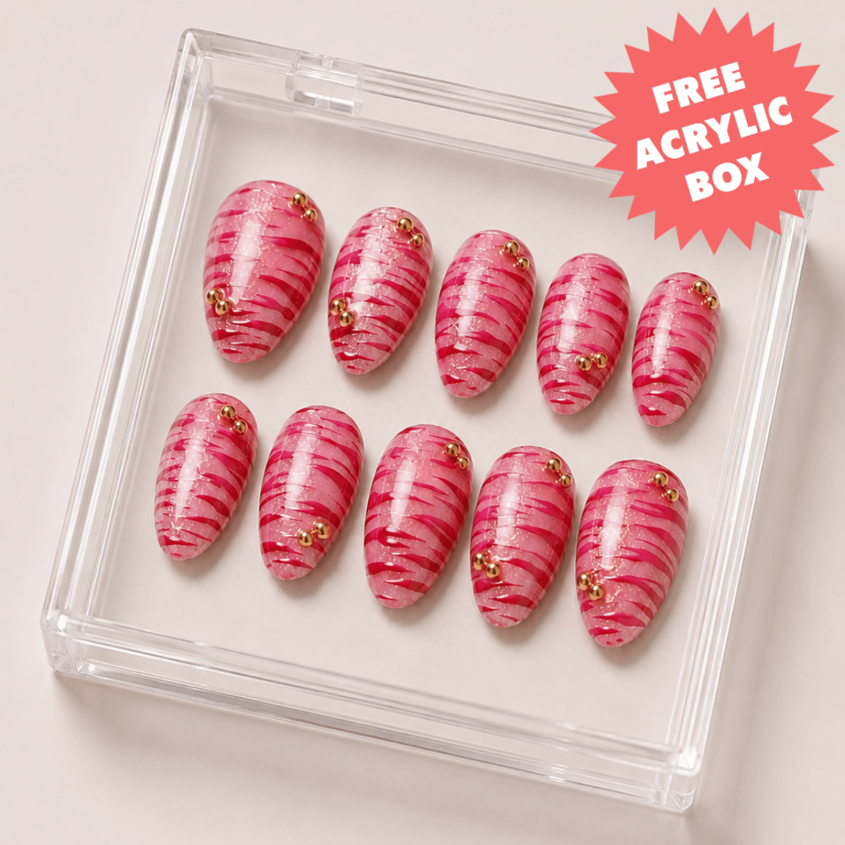 Busya Nails - Pink Marty Cat Eye Pressed On Nails Kuku Palsu Free Tools