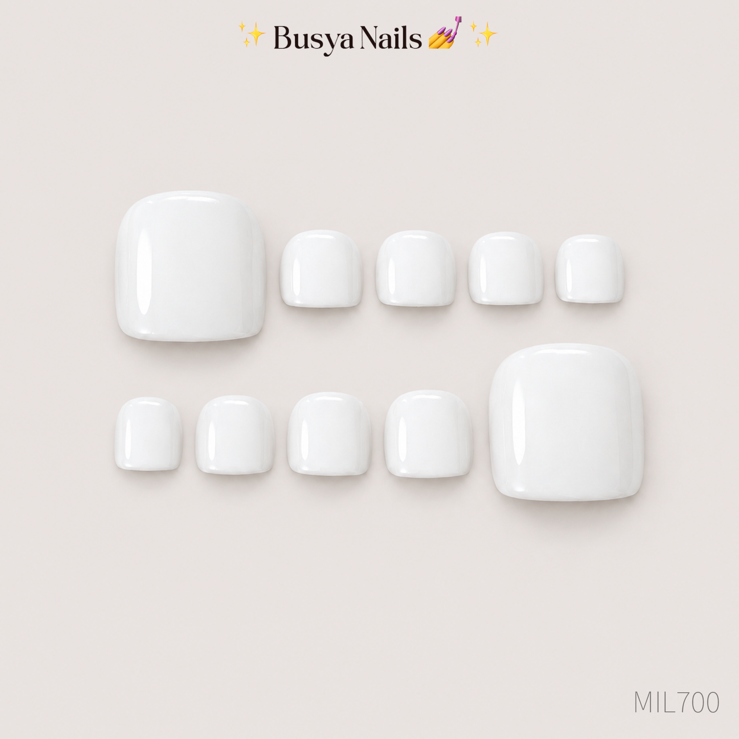 Busya Nails - Milk 001 Toenails Pressed On Nails Kuku Palsu Free Tools