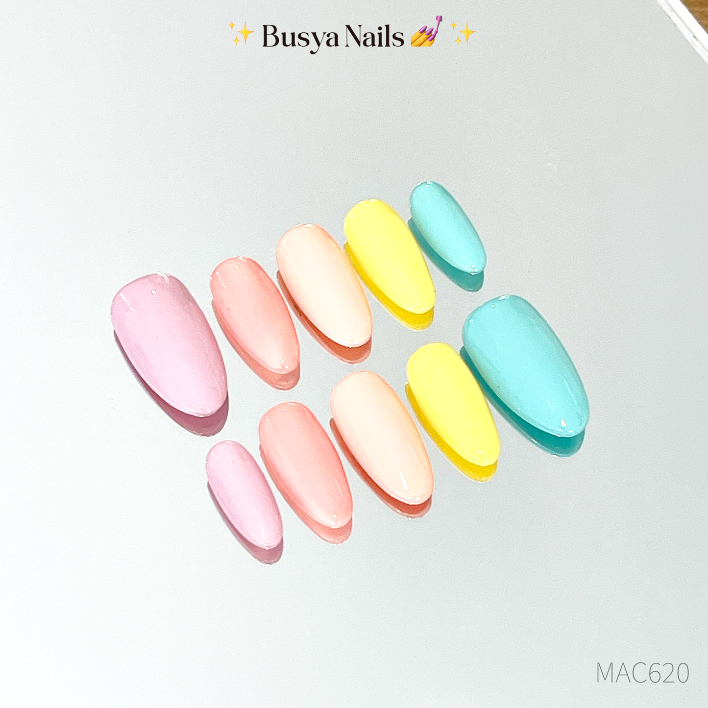 Busya Nails - Macarons Pastel Colors Pressed On Nails Kuku Palsu Free Tools