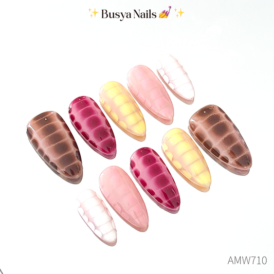 Busya Nails - Armadilo Marshmellow Pressed On Nails Kuku Palsu Free Tools